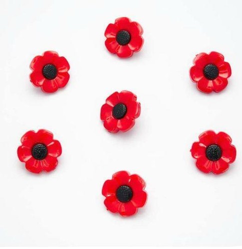 Red poppy shank buttons - red,
