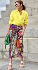 Zara Printed Skirt With Knot