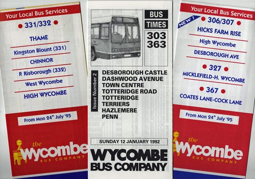 Wycombe bus company timetable - bus,