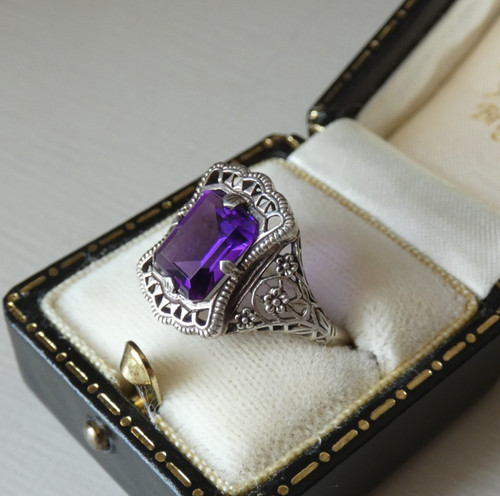 Amethyst ring sterling silver - amethyst,
