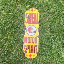 SHELL MOTOR SPIRIT ENAMEL SHOP FINGER PLATE COLLECTABLE ENAMEL SIGN ADVERTISING