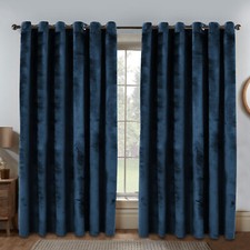 Thick Velvet Curtains Blackout Eyelet Ring Top Curtains Ready Made Fully Lined