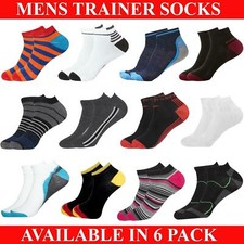 Trainer Socks Mens Cotton Ankle Liner Invisible Low Cut Sports 6 Pairs Size 6-11