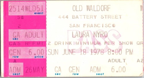 Laura nyro concert ticket jun - nyro,