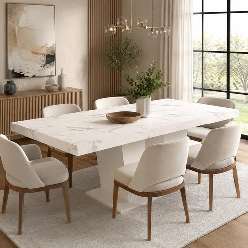 Extendable white marble - marble, dining