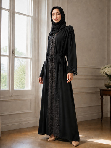 Black embelished lace - , trim