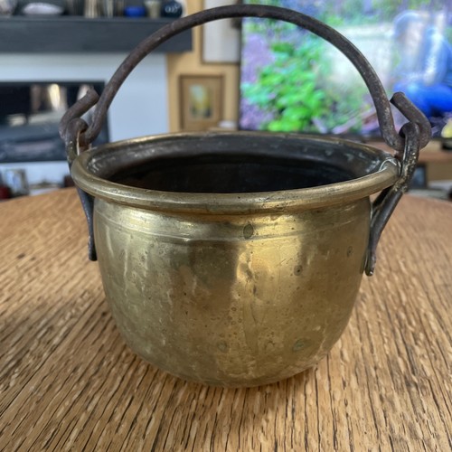 Antique brass cauldron jam pot - brass,