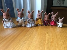 Sylvanian Families Wildwood Brown Rabbit Family 7 Rabbits Vintage Rare