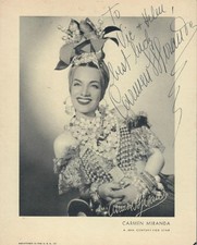 CARMEN MIRANDA SIGNED AUTOGRAPH