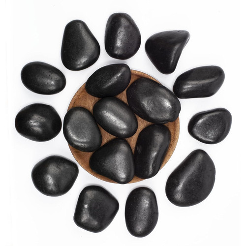 Lbs black river rocks - black,