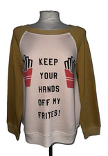WILDFOX KEEP YOU HANDS OF MY FRITES LOGO CREW NECK COTTON SWEATER SIZE M