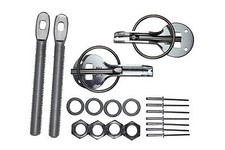 SILVER bonnet hood catches pins clamp locks road track race drift rally