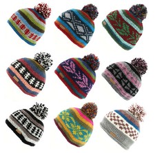 Kusan Wool Knitted Bobble Hat