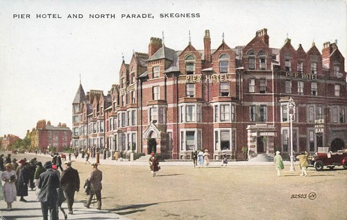 Coloured postcard pier hotel - coloured,