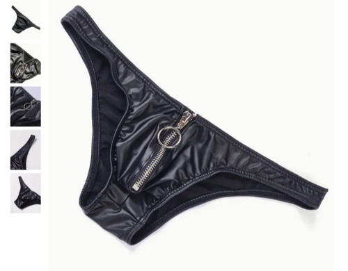 Men sexy faux leather zipper - leather,