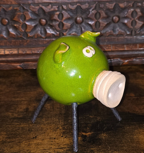 Green pottery ceramic - green, pig