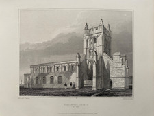 1846 Antique Print; Hartlepool, St Hilda's Church, County Durham after Billings