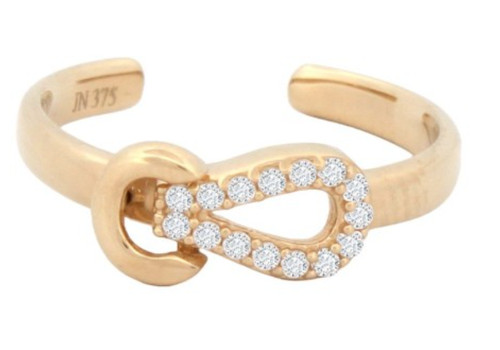 9ct gold toe ring - gold, cz