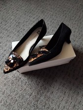 LADIES ANNE KLEIN SUEDE LEOPARD PRINT KITTEN HEEL SHOES SIZE 8/41.