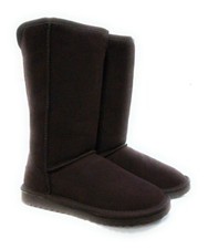 Ladies Womens Mid Calf Snow Paw Sheepskin Winter Warm Suede Boots Brown Size 5