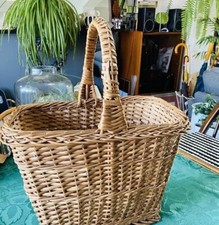 Vintage Wicker Basket Shopping Picnic Home Garden Florist Farm Display