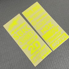 Sponsor Racing Vinyl Stickers Decals 9X Fluorescent Yellow Motorcycle Waterproof
