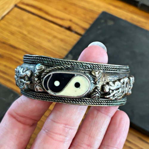 Silver metal cuff bracelet - silver,