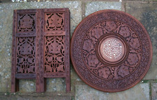 ANTIQUE  OCTAGONAL FOLDING   ANGLO/ INDIAN  INLAID  SIDE TABLE