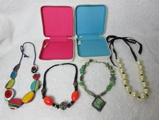 4 Necklaces with Bright and Chunky Beads & 2 Umberto Giannini Zipped Boxes