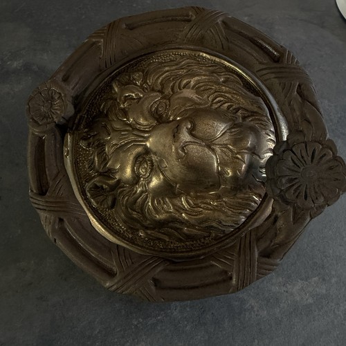 Antique bronze metal lion head - lion,