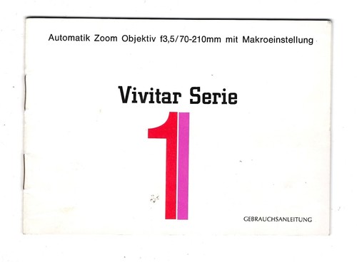 Gebrauchsanleitung vivitar - gebrauchsanleitung,