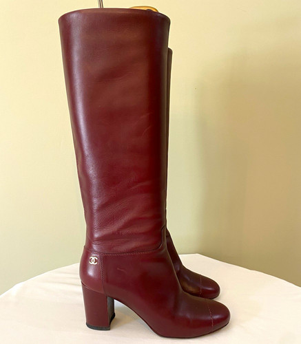 Chanel burgundy leather - burgundy,