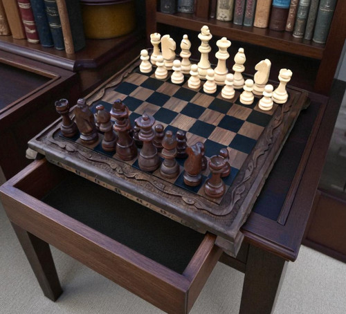 Walnut chess set - set, 14.2"