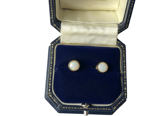 Opal earrings 9ct gold stud - opal,