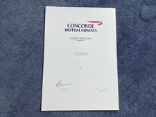 British Airways Concorde Original Flight Certificate Hand signed Captain 1990’s