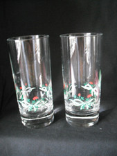 PAIR  VINTAGE ETERNAL BEAU HEAVY BOTTOMED HI-BALL TUMBLER LONG DRINKING GLASSES