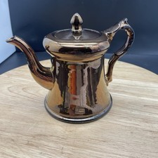 Antique Copper Lustre Ware Ceramic Tea Pot