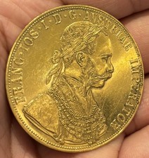 Austrian 4 ducat Solid gold coin 1915, 14 Grams 23.75 carat Gold Restrike mint. 