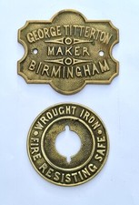 Antique / Vintage George Titterton Brass Safe Plate Plaque + Escutcheon
