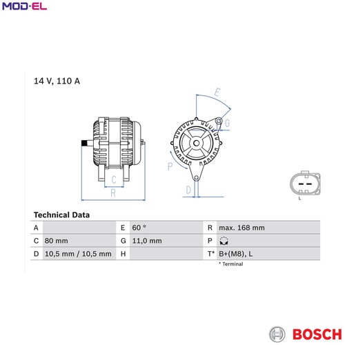 Alternator 986 080 060 - 080, for