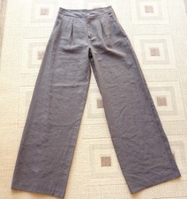 Linen Look Trousers. Charcoal