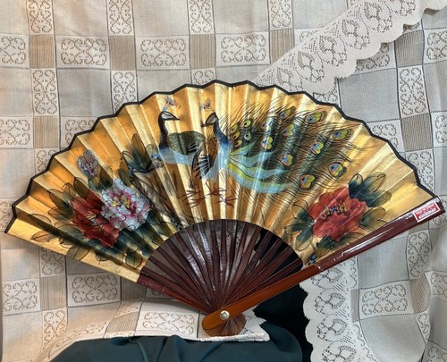Vintage folding hand fan - vintage,
