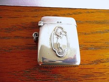 Superb! Antique Silver Golfer Golf Vesta Case 1919.