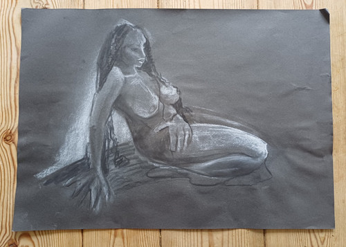 Pastel life drawing black - life,