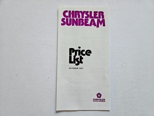 Chrysler talbot sunbeam price - chrysler,