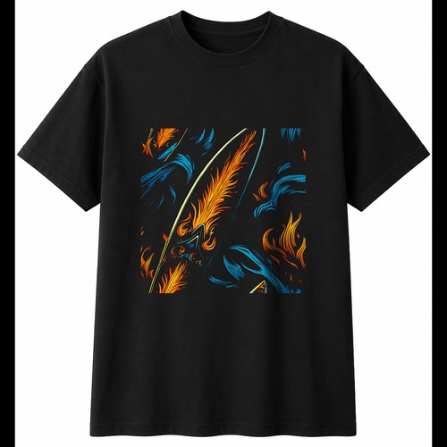 Surfboard flames retro - surfboard,