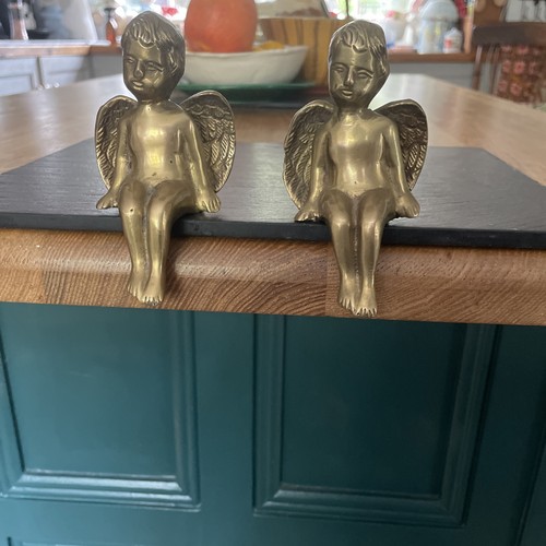 Pair vintage brass sitting - brass,
