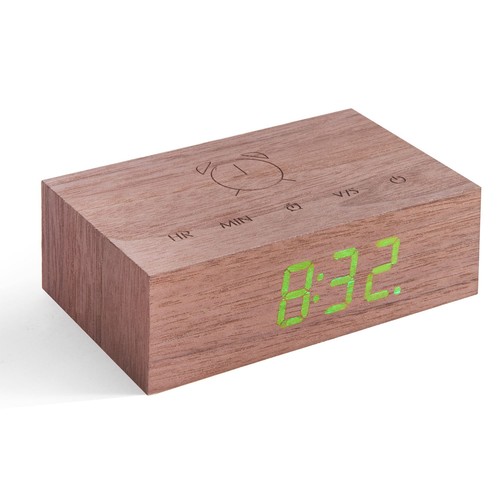 Usb wooden alarm clock with - wooden,