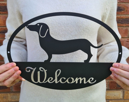 Dachshund welcome sign plaque - dachshund,