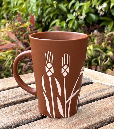 Brown clay ceramic mug - ceramic,